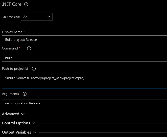 Azure Devops dotnet task detail
