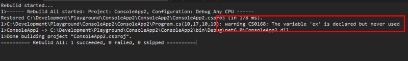 Warning also reflecting during a build