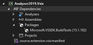 Default Microsoft.VSSDK.BuildTools reference