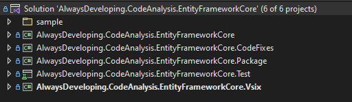 Structure of an analyzer solution (sample folder added manually)