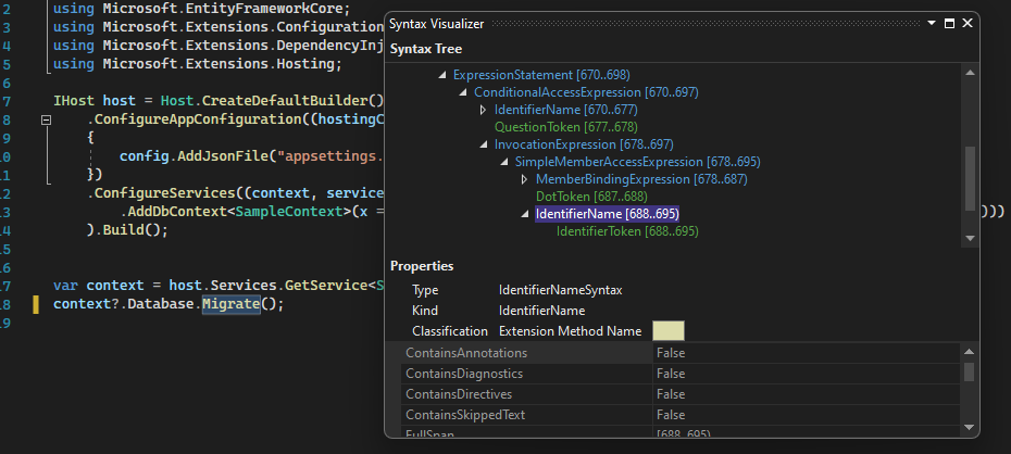 The Syntax Visualizer used in the sample project